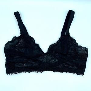 Intimately Free Free People | Whimsygoth Black Lacy Bralette Bra Cuttout Back S